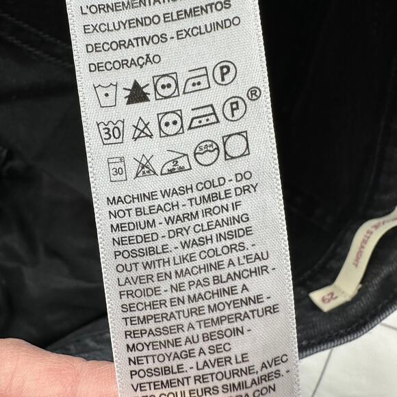 Levi's Jeans Womens 29 Washed Black Wedgie Straight Leg Button Fly Ripped Knee - Picture 5 of 14